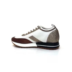 Baskets Ivoire 210.1810 Textile Blanc Paillettes Or