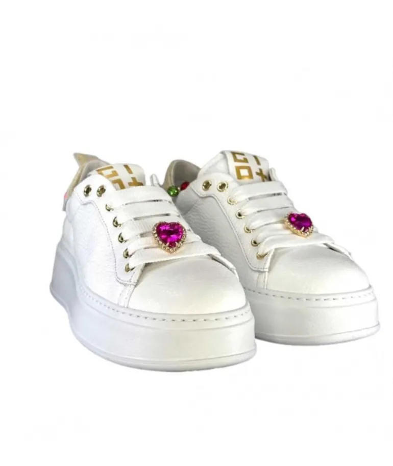 Baskets Plateforme Giopiu Pia46 Cuir Blanc
