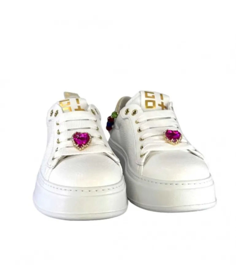 Baskets Plateforme Giopiu Pia46 Cuir Blanc