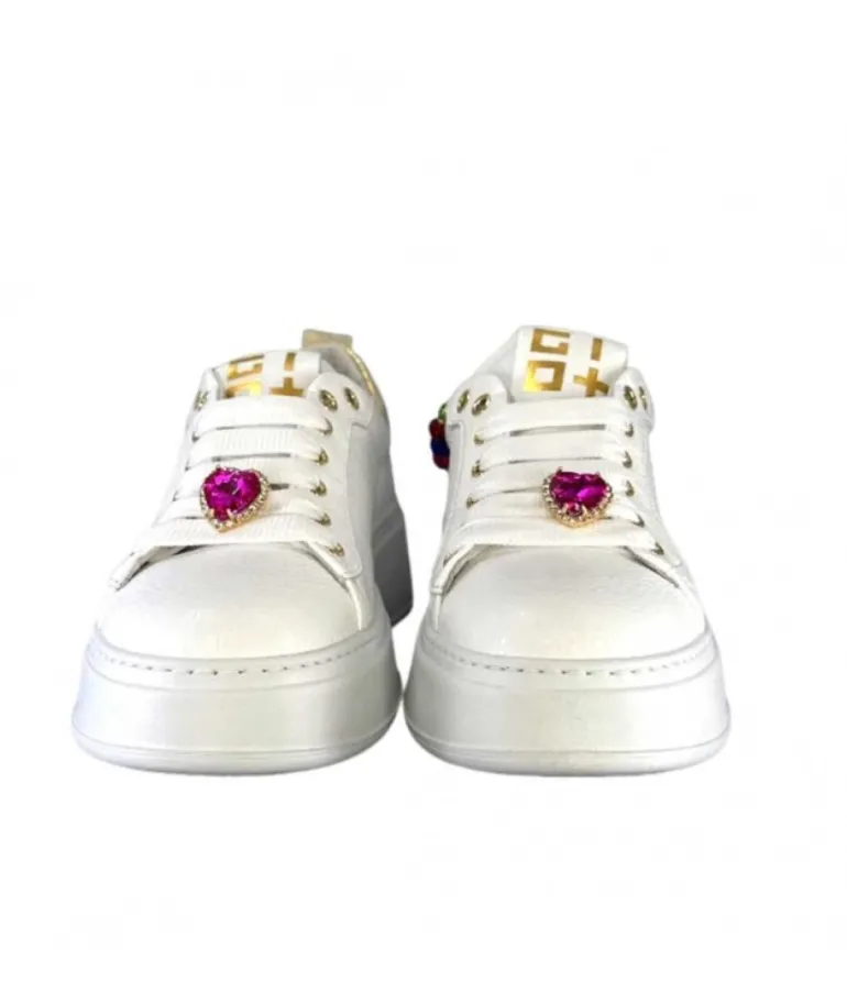 Baskets Plateforme Giopiu Pia46 Cuir Blanc