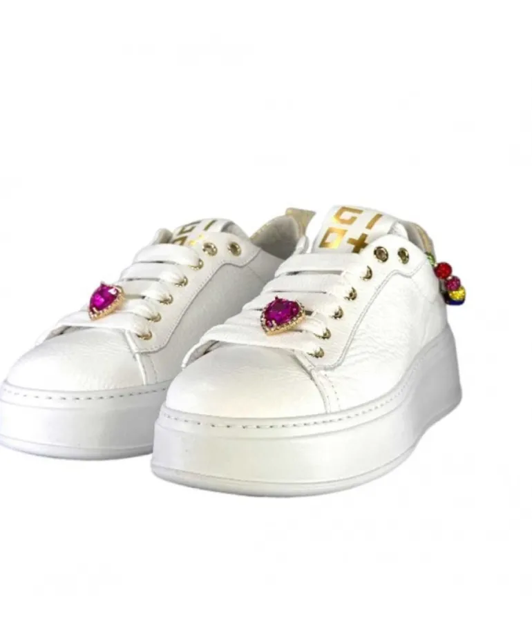 Baskets Plateforme Giopiu Pia46 Cuir Blanc