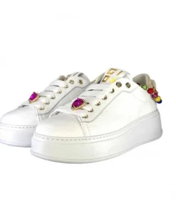 Baskets Plateforme Giopiu Pia46 Cuir Blanc