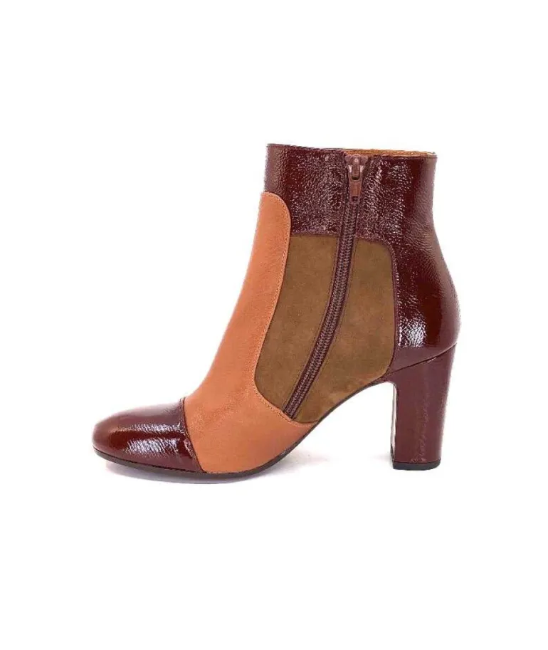 Chie Mihara Wetop Cuir, Cuir Vernis, Daim Marron
