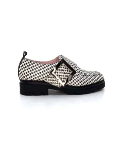 Dansi 4782 Cuir Blanc Imprime Etoile Noir