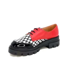 Dansi 5781 Cuir Noir - Rouge Imprime Blanc