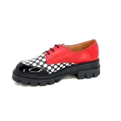 Dansi 5781 Cuir Noir - Rouge Imprime Blanc