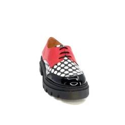 Dansi 5781 Cuir Noir - Rouge Imprime Blanc