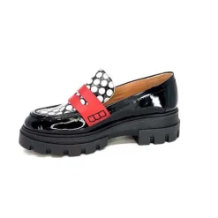 Dansi 5782 Cuir Vernis Noir Imprime Blanc