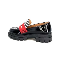 Dansi 5782 Cuir Vernis Noir Imprime Blanc