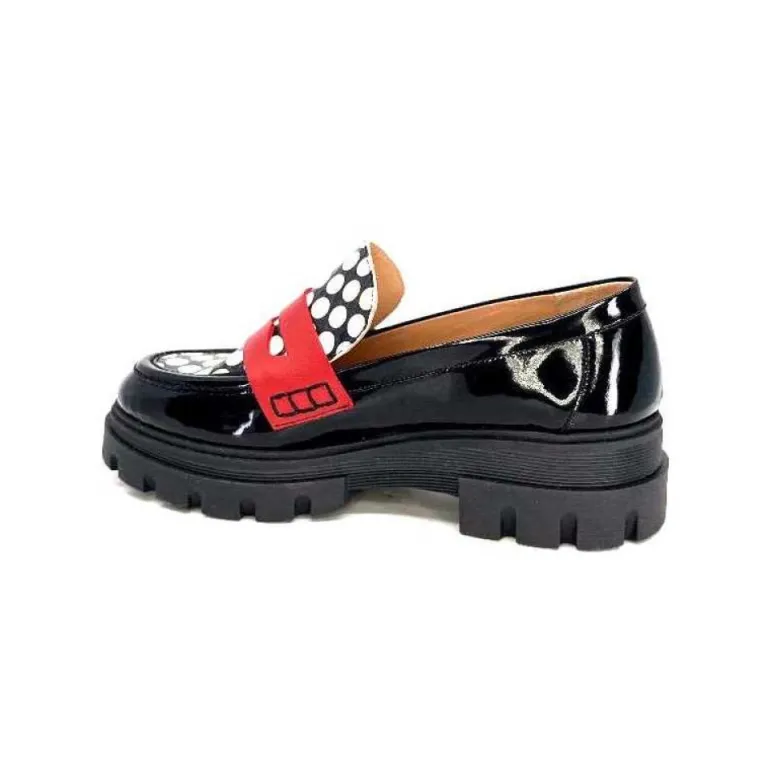 Dansi 5782 Cuir Vernis Noir Imprime Blanc