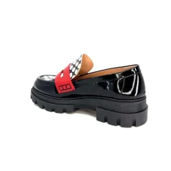 Dansi 5782 Cuir Vernis Noir Imprime Blanc