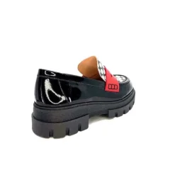 Dansi 5782 Cuir Vernis Noir Imprime Blanc