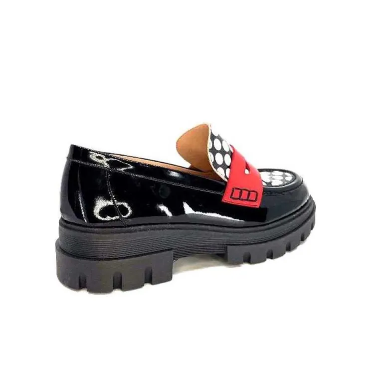 Dansi 5782 Cuir Vernis Noir Imprime Blanc