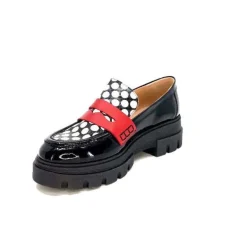 Dansi 5782 Cuir Vernis Noir Imprime Blanc