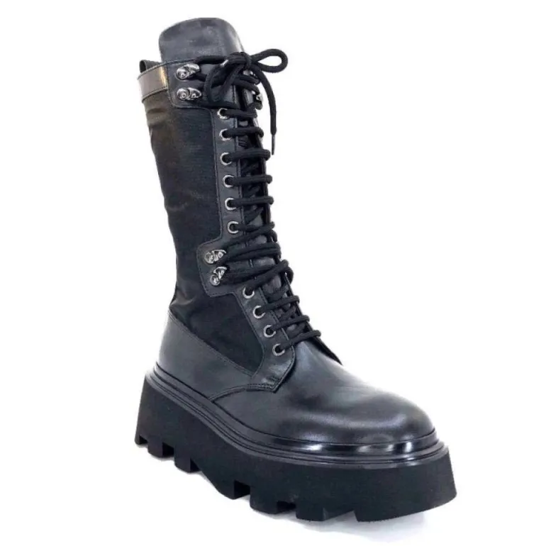 Elena Iachi E2992-T Cuir Noir Textile Noir