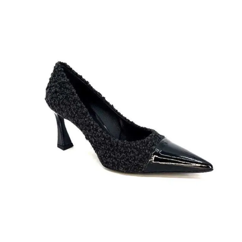 Enzo Di Martino Eli 715 Textile Noir Cuir Vernis Noir