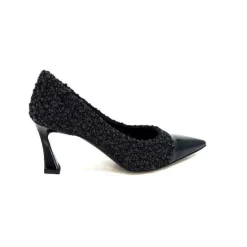 Enzo Di Martino Eli 715 Textile Noir Cuir Vernis Noir