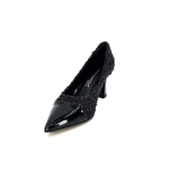 Enzo Di Martino Eli 715 Textile Noir Cuir Vernis Noir