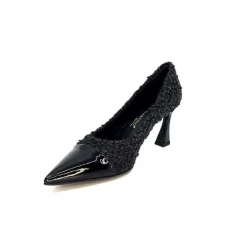 Enzo Di Martino Eli 715 Textile Noir Cuir Vernis Noir