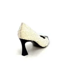 Enzo Di Martino Eli 715 Textile Creme Cuir Vernis Noir