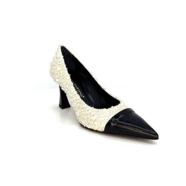 Enzo Di Martino Eli 715 Textile Creme Cuir Vernis Noir