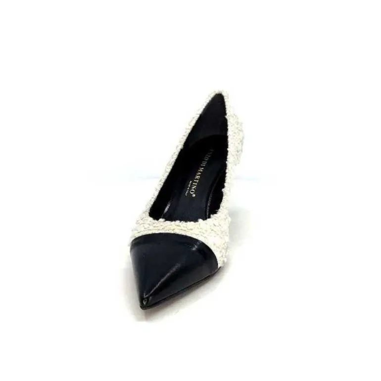 Enzo Di Martino Eli 715 Textile Creme Cuir Vernis Noir