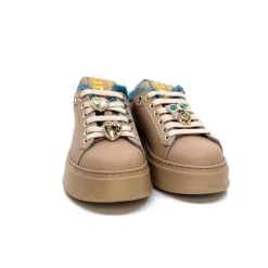 Giopiu Pia 82 Cuir Nude Fourrure Turquoise