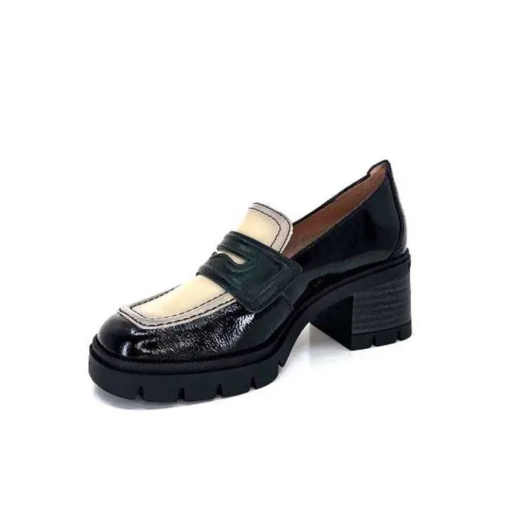 Hispanitas Chi 232965 Everest Cuir Vernis Noir Cuir Vert & Beige