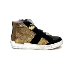 Meline Nkc 1151 Cuir Dore Et Daim Noir