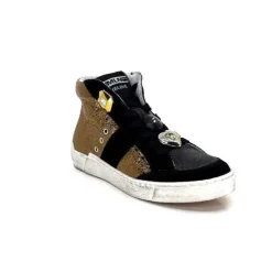 Meline Nkc 1151 Cuir Dore Et Daim Noir