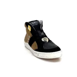 Meline Nkc 1151 Cuir Dore Et Daim Noir