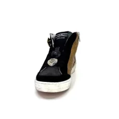 Meline Nkc 1151 Cuir Dore Et Daim Noir