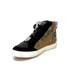 Meline Nkc 1151 Cuir Dore Et Daim Noir