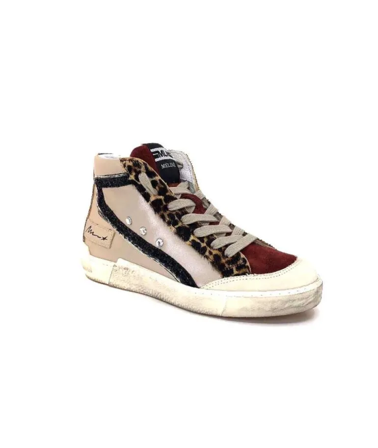 Meline Nkc320 Cuir Nacre Nude Daim Rouge Paillette Noir