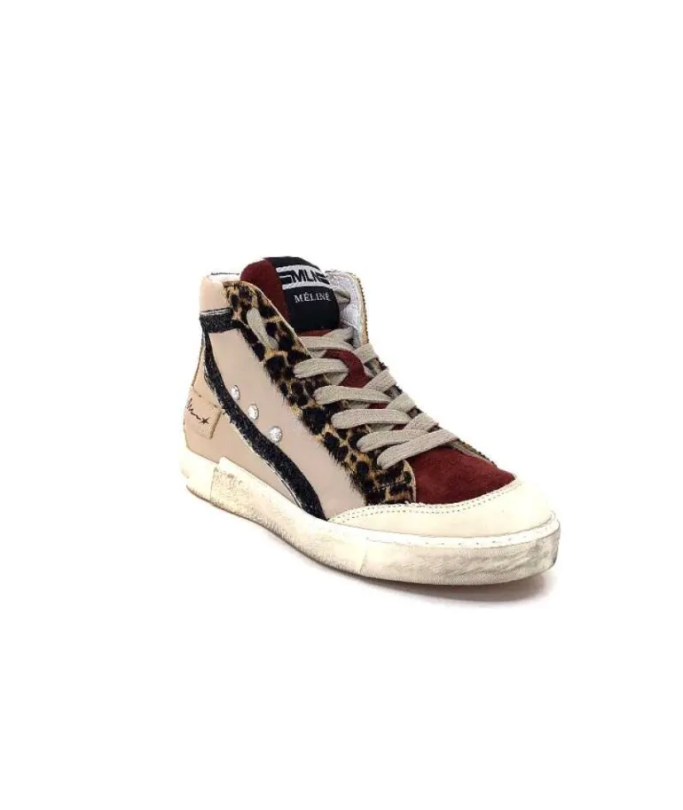 Meline Nkc320 Cuir Nacre Nude Daim Rouge Paillette Noir