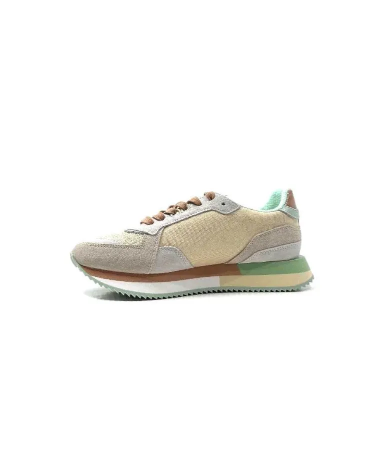 No Name Mia Jogger Daim Textile Beige Pastel Vert