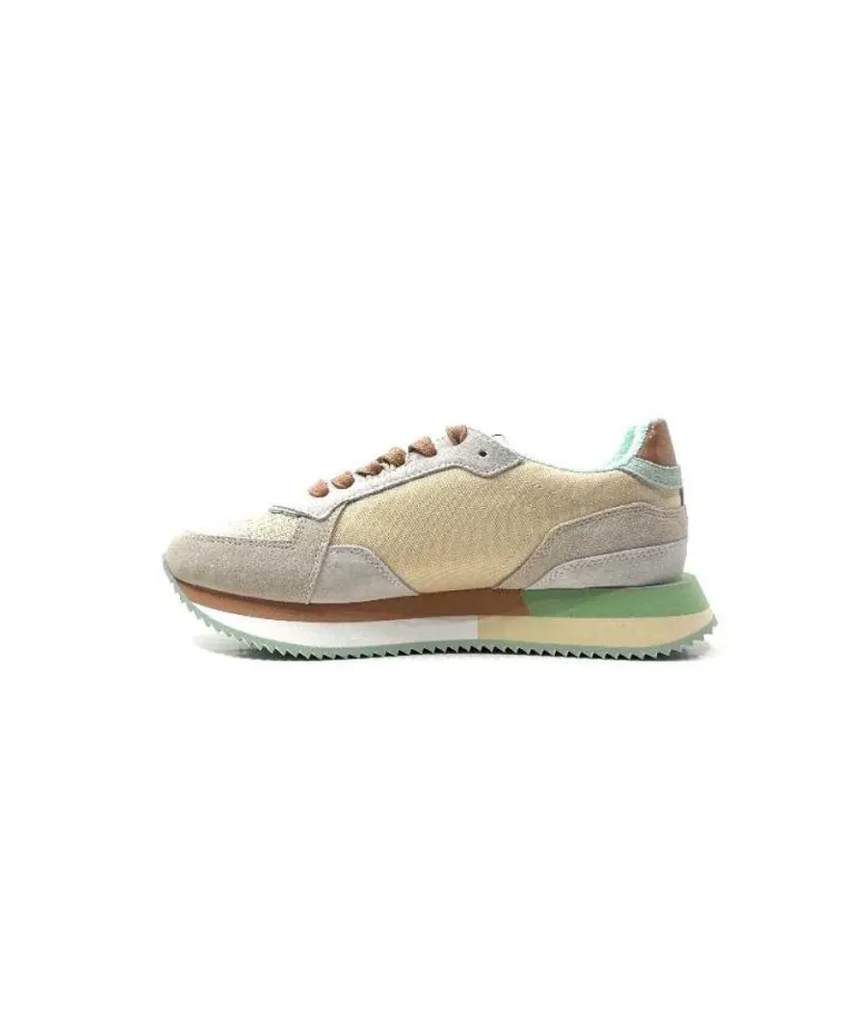 No Name Mia Jogger Daim Textile Beige Pastel Vert