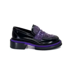 Pertini 32416 D7 Cuir Noir Violet