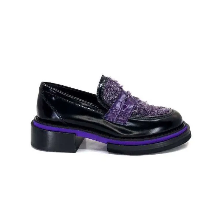 Pertini 32416 D7 Cuir Noir Violet
