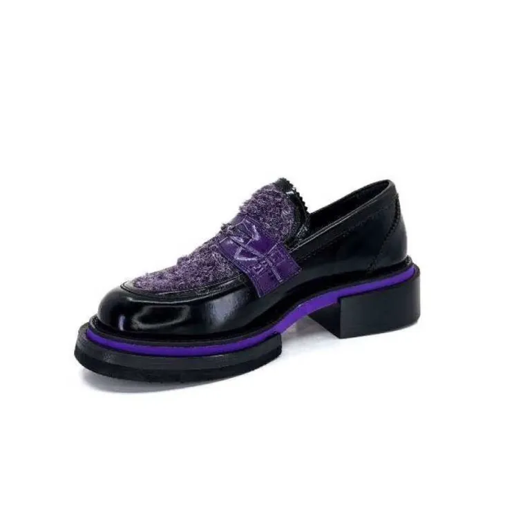 Pertini 32416 D7 Cuir Noir Violet