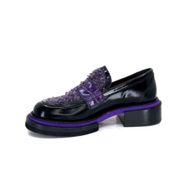 Pertini 32416 D7 Cuir Noir Violet