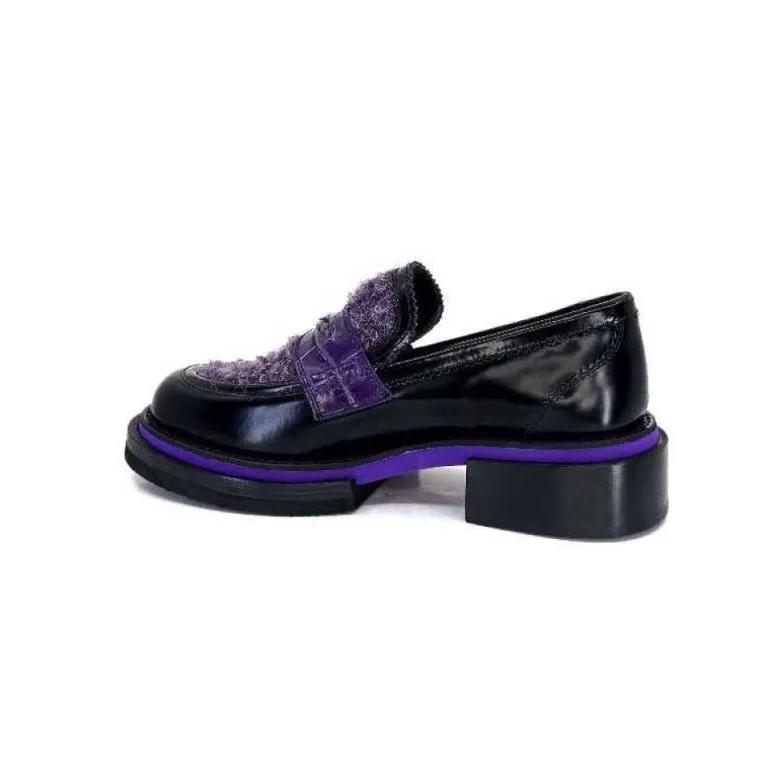 Pertini 32416 D7 Cuir Noir Violet