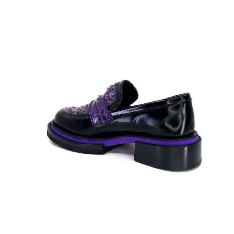 Pertini 32416 D7 Cuir Noir Violet