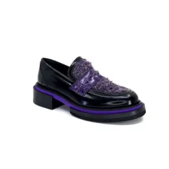 Pertini 32416 D7 Cuir Noir Violet