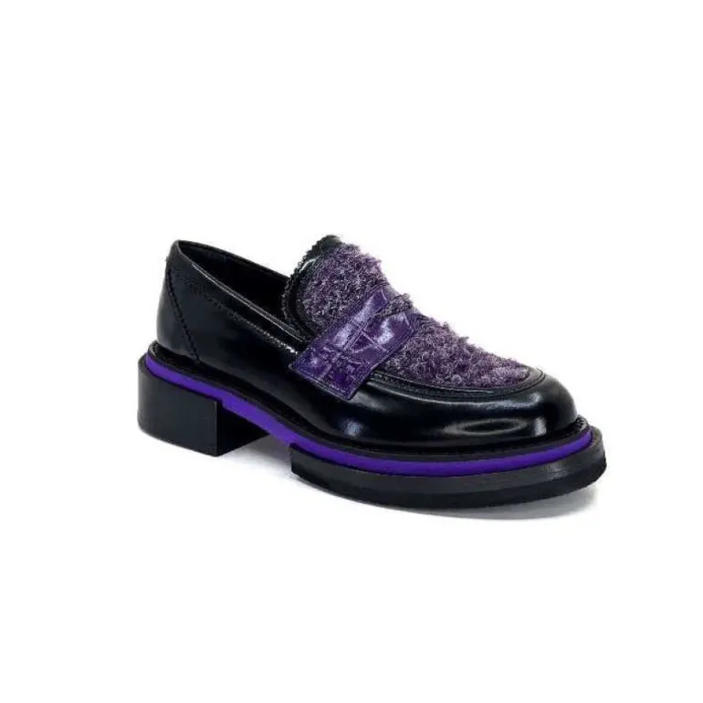 Pertini 32416 D7 Cuir Noir Violet