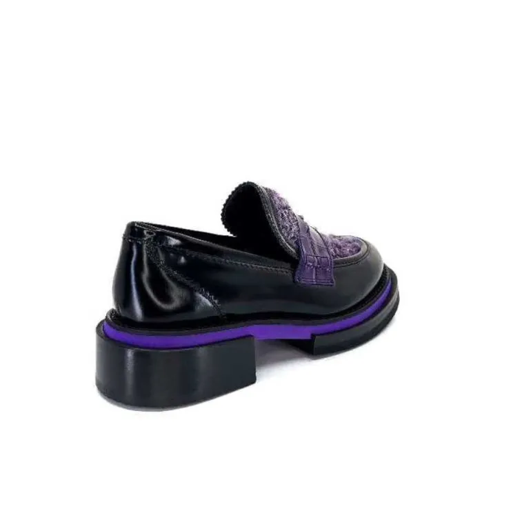 Pertini 32416 D7 Cuir Noir Violet