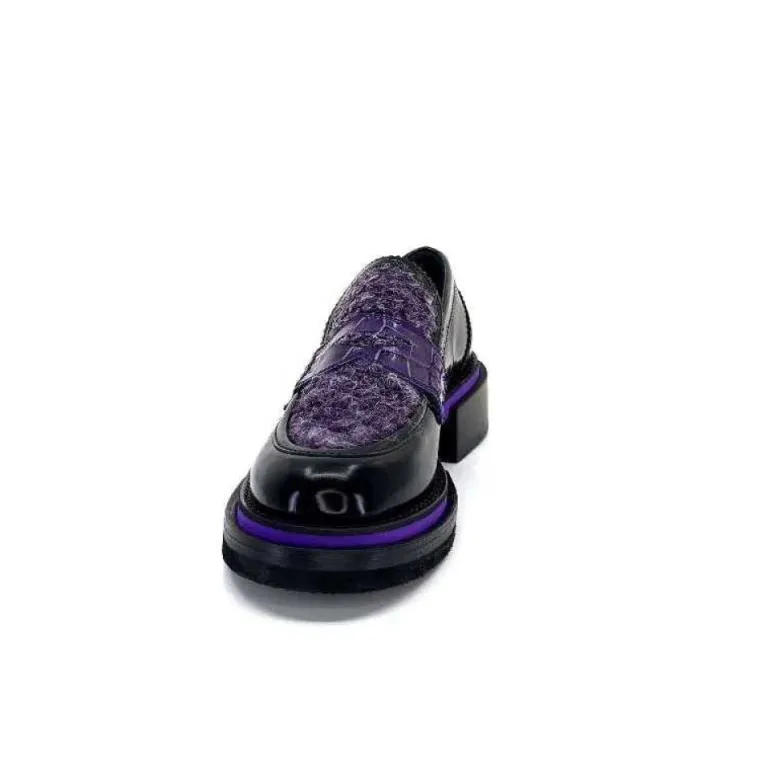 Pertini 32416 D7 Cuir Noir Violet