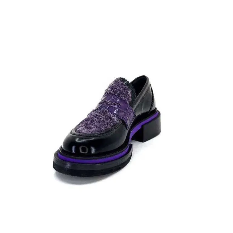 Pertini 32416 D7 Cuir Noir Violet