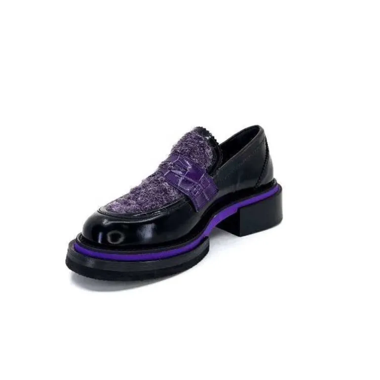 Pertini 32416 D7 Cuir Noir Violet