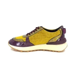 Reqins Urania Mix Cuir Violet Textile Moutarde